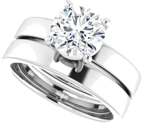 Sužadėtuvių Žiedas „Solitaire“ 14k white gold Round 7.4mm (10)