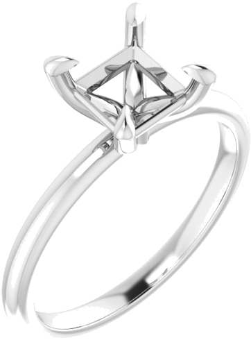 14K White  6x6 mm Square Solitaire Engagement Ring Mounting (1)