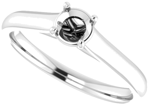 Sužadėtuvių Žiedas „Solitaire“ 14k white gold Round 4.4mm (5)