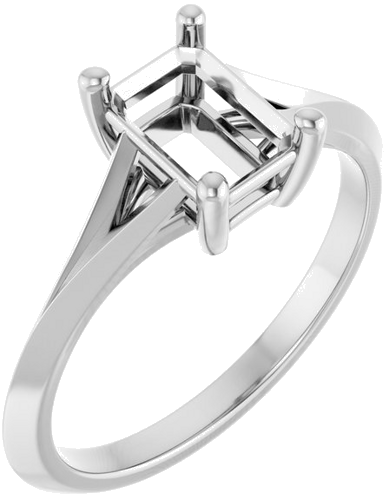 14K White 7x5 mm Emerald Solitaire Engagement Ring Mounting (1)