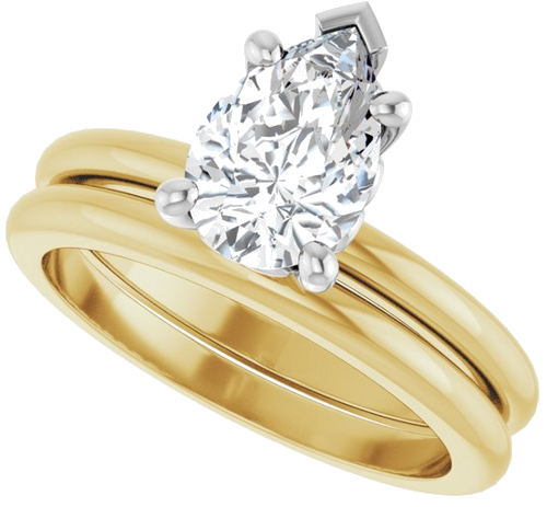 Sužadėtuvių Žiedas „Solitaire“ 14k yellow/white gold Pear 9mm x 6mm (10)