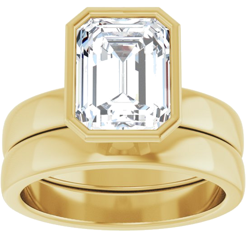 Sužadėtuvių Žiedas „Bezel-Set Solitaire“ 14k yellow gold Emerald 9mm x 7mm (8)