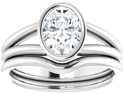 Sužadėtuvių Žiedas „Bezel-Set Solitaire“ 925 Sidabro Oval 8mm x 6mm (8)