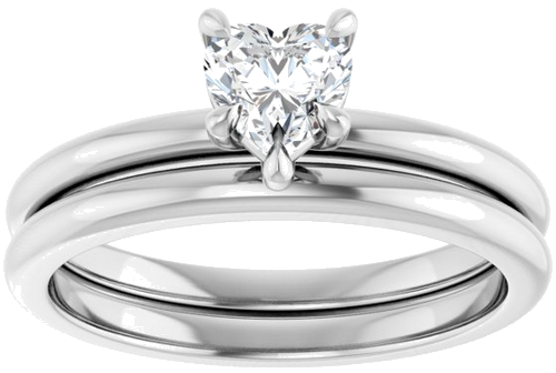 Sužadėtuvių Žiedas 585 Baltojo Aukso Heart Shape 5mm (7)