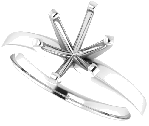 14K White 9x7 mm Oval Solitaire Engagement Ring Mounting (5)