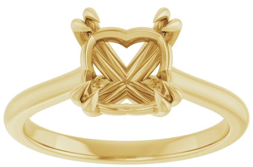 14K Yellow 7 mm Asscher Solitaire Engagement Ring Mounting (3)