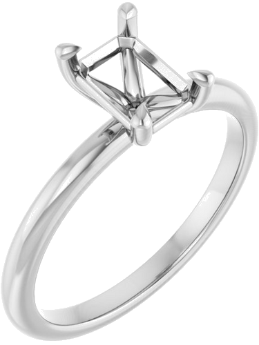 14K White 7x5 mm Emerald Solitaire Engagement Ring Mounting (1)