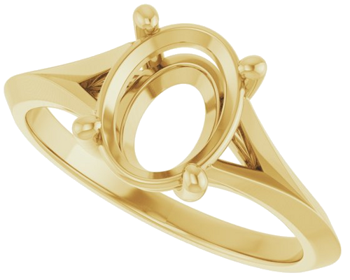 Sužadėtuvių Žiedas „Solitaire Split Shank“ 10k yellow gold Oval 9mm x 7mm (5)