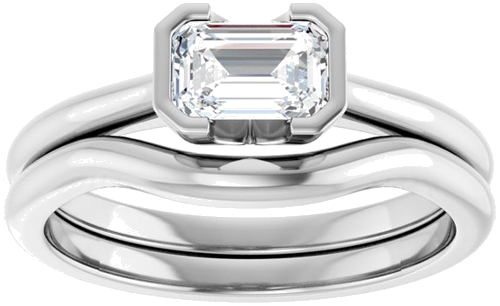 Sužadėtuvių Žiedas „Half-Bezel Solitaire“ 10k white gold Emerald 6mm x 4mm (8)