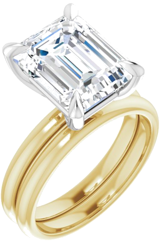 Sužadėtuvių Žiedas „Solitaire“ 585 Geltonojo Aukso Ir 950 Platinos Emerald 11mm x 9mm (6)