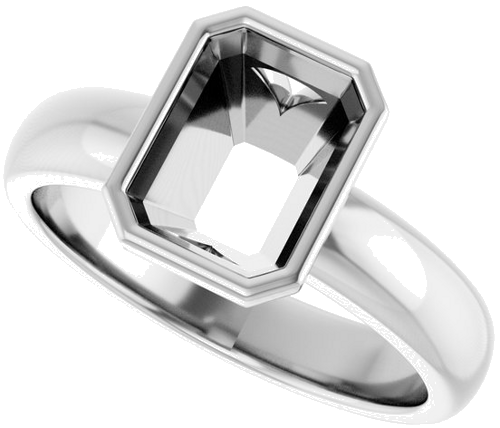 Sužadėtuvių Žiedas „Bezel-Set Solitaire“ 14k white gold Emerald 8mm x 6mm (5)
