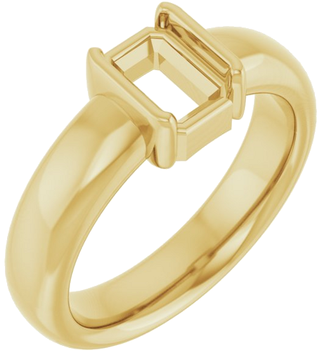 Sužadėtuvių Žiedas „Half-Bezel Solitaire“ 14k yellow gold Emerald 7mm x 5mm (1)