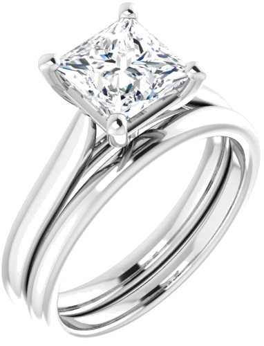 Sužadėtuvių Žiedas „Solitaire“ 585 Baltojo Aukso Square 6.5mm (6)