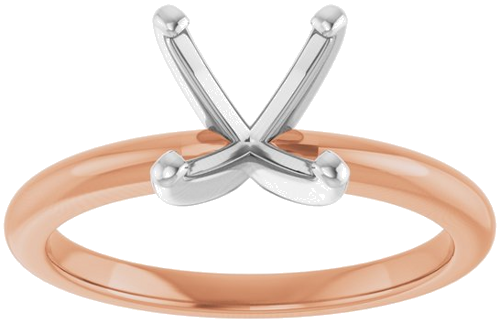 14K Rose   White  8 mm Round Solitaire Engagement Ring Mounting (3)