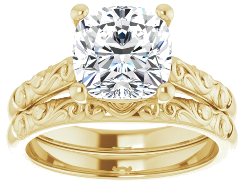 Sužadėtuvių Žiedas „Solitaire“ 14k yellow gold Cushion 8mm (8)