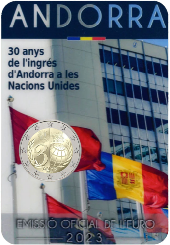 2023 Andorra 30th anniversary of admission to the UN 2 euro BU coin (2)