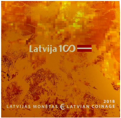 2018 Latvija Valstybės 100-metis BU Euro monetų rinkinys su progine 2-jų eurų moneta (1)