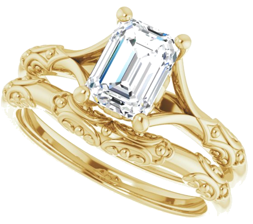 14K Yellow 7x5 mm Emerald Solitaire Engagement Ring Mounting (10)