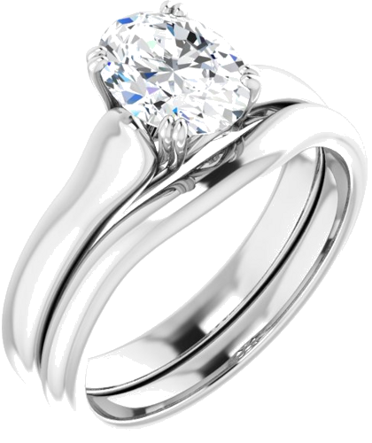 Sužadėtuvių Žiedas „Solitaire“ 14k white gold Oval 8mm x 6mm (6)