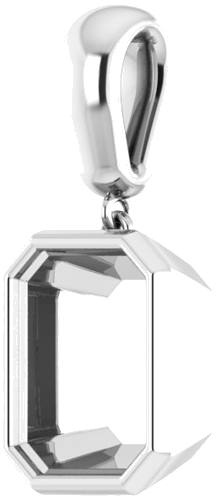 Pakabukas „Bezel-Set“ 585 Baltojo Aukso Emerald 11mm x 9mm (2)