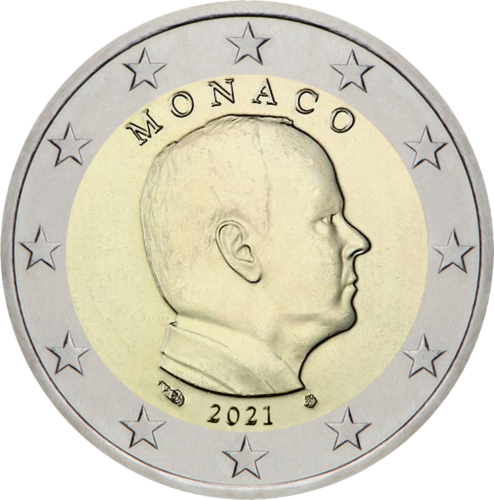 2021 Monakas Albertas II Nacionalinė 2 eurų moneta (1)