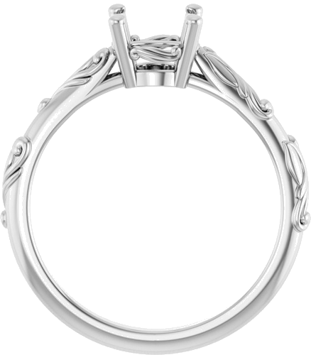 Sužadėtuvių Žiedas „Solitaire Scroll“ 585 Baltojo Aukso Round 7mm (2)