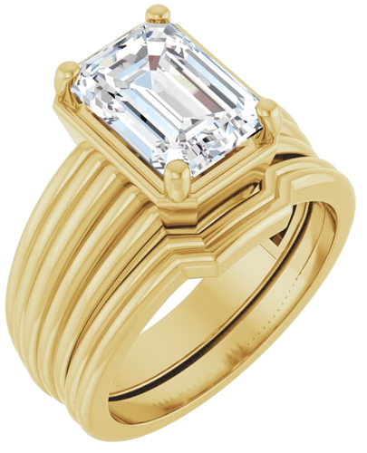 Sužadėtuvių Žiedas „Solitaire Vintage-Inspired“ 14k yellow gold Emerald 9.5mm x 7mm (6)