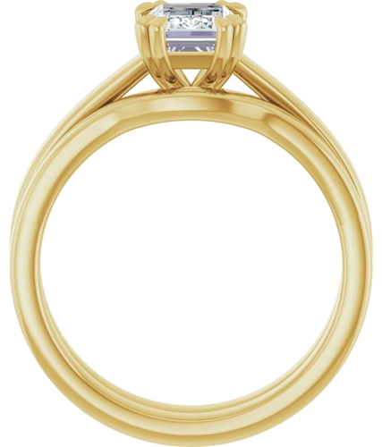Sužadėtuvių Žiedas „Double Claw-Prong Solitaire“ 14k yellow gold Emerald 7mm x 5mm (7)