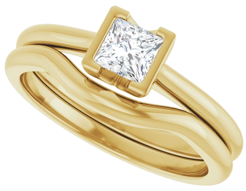 14K Yellow 4x4 mm Square Solitaire Engagement Ring Mounting (10)