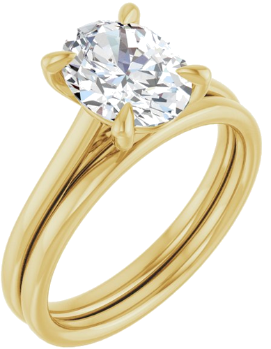 Sužadėtuvių Žiedas „Solitaire“ 750 Geltonojo Aukso Oval 9mm x 7mm (6)