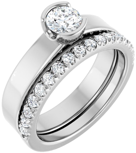 Sužadėtuvių Žiedas „Half-Bezel Solitaire“ 14k white gold Round 4.8mm (6)