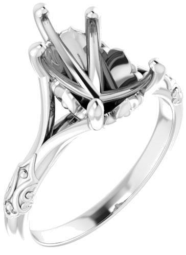 Sužadėtuvių Žiedas „Solitaire Sculptural“ 14k white gold Pear 12mm x 8mm (1)