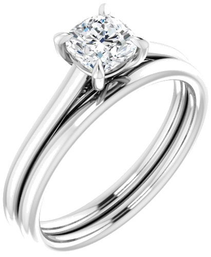 Sužadėtuvių Žiedas „Solitaire“ 585 Baltojo Aukso Cushion 5mm (6)