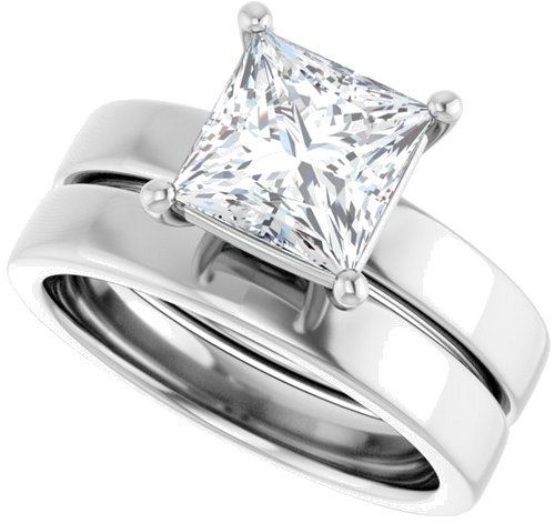 Sužadėtuvių Žiedas „Solitaire“ 14k white gold Square 7mm (10)