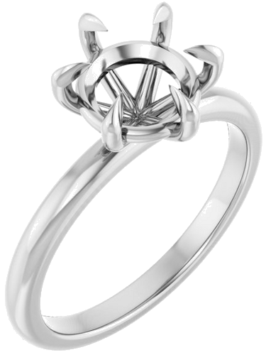 18K White 8 mm Round Solitaire Engagement Ring Mounting (1)