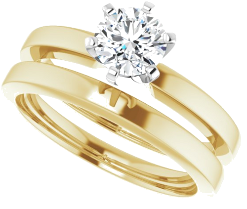 14K Yellow White 5.5 mm Round Solitaire Engagement Ring Mounting (10)