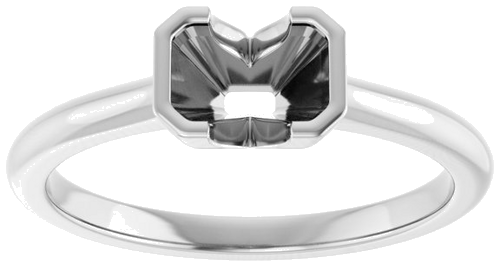 14K White 6x4 mm Emerald Solitaire Engagement Ring Mounting (3)