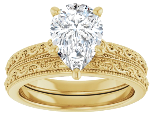 14K Yellow  10x7 mm Pear Solitaire Engagement Ring Mounting (8)