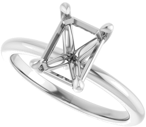 14K White 8x6 mm Emerald Solitaire Engagement Ring Mounting (4)