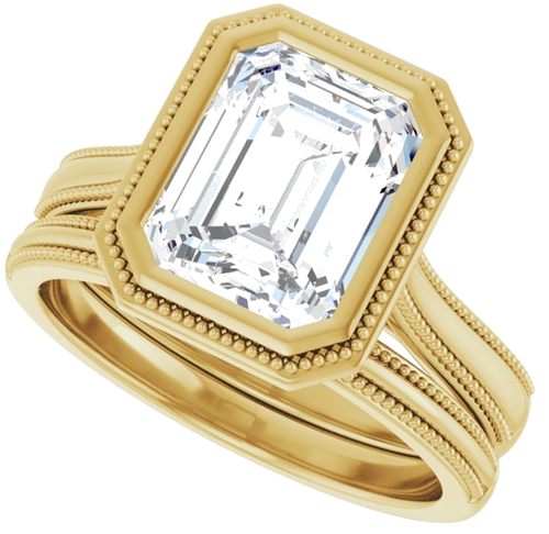 14K Yellow 9x7 mm Emerald Solitaire Engagement Ring Mounting (10)