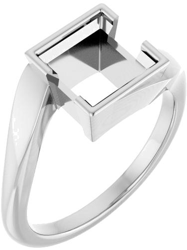 Sužadėtuvių Žiedas „Half-Bezel Solitaire“ 14k white gold Square 7mm (1)