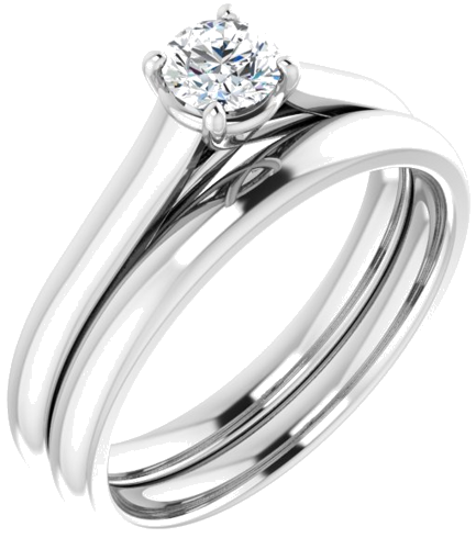 Sužadėtuvių Žiedas „Solitaire“ 14k white gold Round 4.4mm (6)