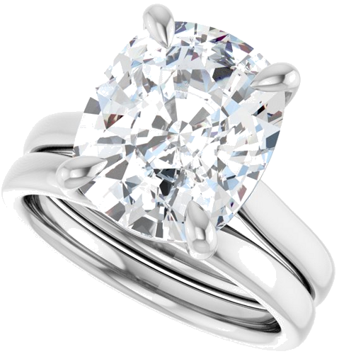 Sužadėtuvių Žiedas „Claw-Prong Solitaire“ 14k white gold Elongated Cushion 12mm x 10mm (9)
