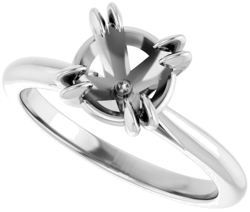 14K White 7.4 mm Round Engagement Ring Mounting (5)