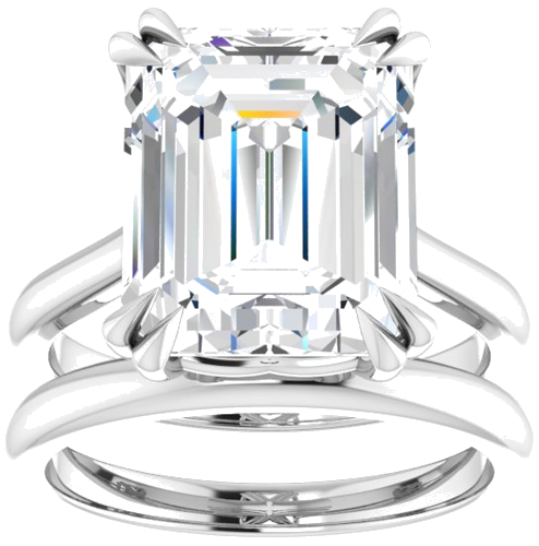 Sužadėtuvių Žiedas „Double Claw-Prong“ 10k white gold Emerald 12mm x 10mm (8)