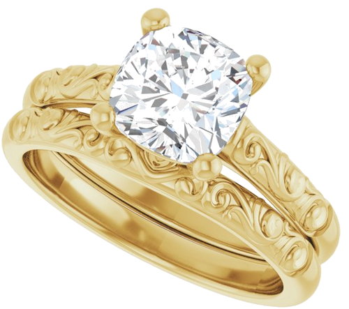 Sužadėtuvių Žiedas „Solitaire“ 14k yellow gold Cushion 7mm (10)