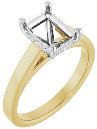 Sužadėtuvių Žiedas „Hidden Halo-Style“ 14k yellow/white gold Emerald 8mm x 6mm (1)