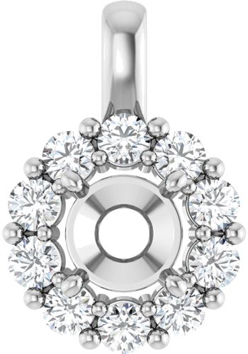 14K White 6.5 mm Round 5 8 CTW Natural Diamond Semi-Set Pendant (1)