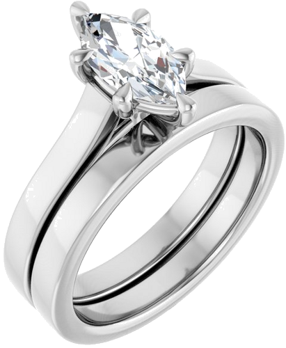 Sužadėtuvių Žiedas „Claw-Prong“ 14k white gold Marquise 9.5mm x 5mm (6)