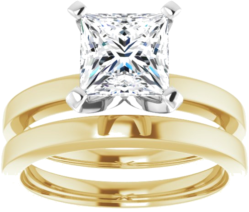 14K Yellow White 6.5x6.5 mm Square Solitaire Engagement Ring Mounting (8)